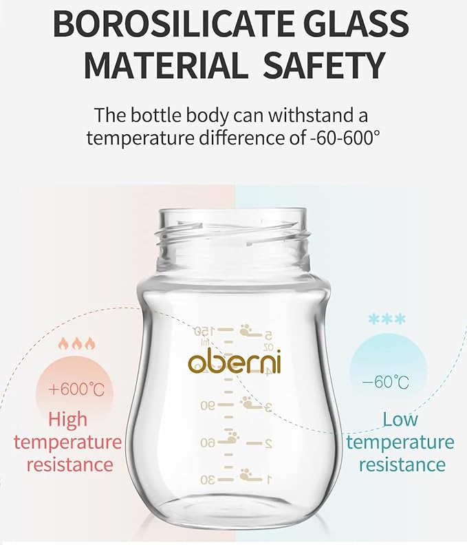 Glass Baby Bottles,Anti Colic Breastfeeding Bottle with Natural Response Nipple Size S,Wide Neck Slow Flow Baby Bottle for Baby,Newborn,Preemie 0-3 0-6 Month,BPA Free (Pink, 2 Pack, 5 Ounce)