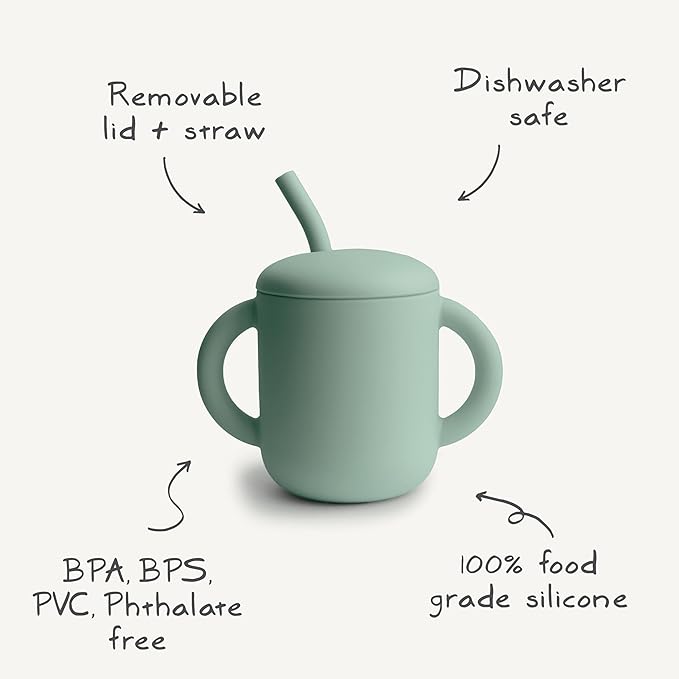 mushie 100% Silicone Training Cup & Straw for Toddlers | 6 Months+ (Ivory)