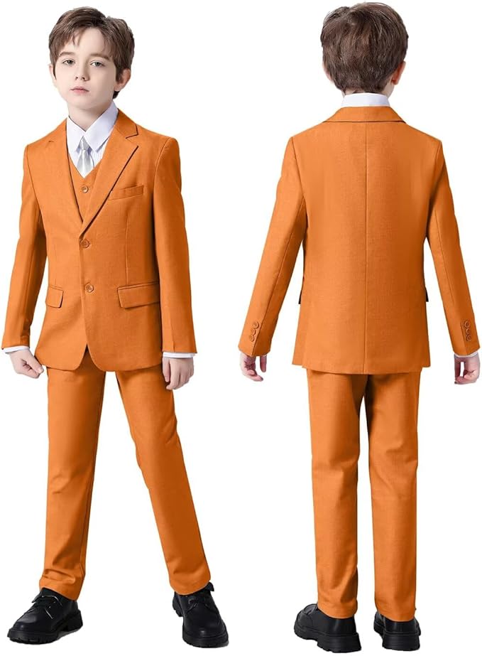 Boys Suit Set Slim Fit Kids Formal Suits Toddler Tuxedo Wedding Prom Classic Suits for Boy Teen Black Blue Dress Outfit