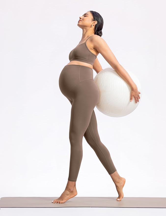 POSHDIVAH Women's Creamluxe Maternity Leggings 25"/28" Over The Belly Pregnancy Yoga Pants Active Workout Leggings