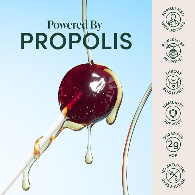 Beekeeper's Naturals Kids Throat Soothing Lollipops, Mixed Berry & Elderberry Doctor Formulated Immune Support, Vitamin D & Honey, 15 ct