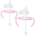 Botabee Pink Soft Spout - Transition Sippy Cup Kit for Comotomo 5 & 8 Oz Bottles - Conversion Kit Fits 5 Ounce & 8 Ounce Bottles - Baby Bottle Nipple with Weighted Straw & Bottle Handles (Pack of 2)