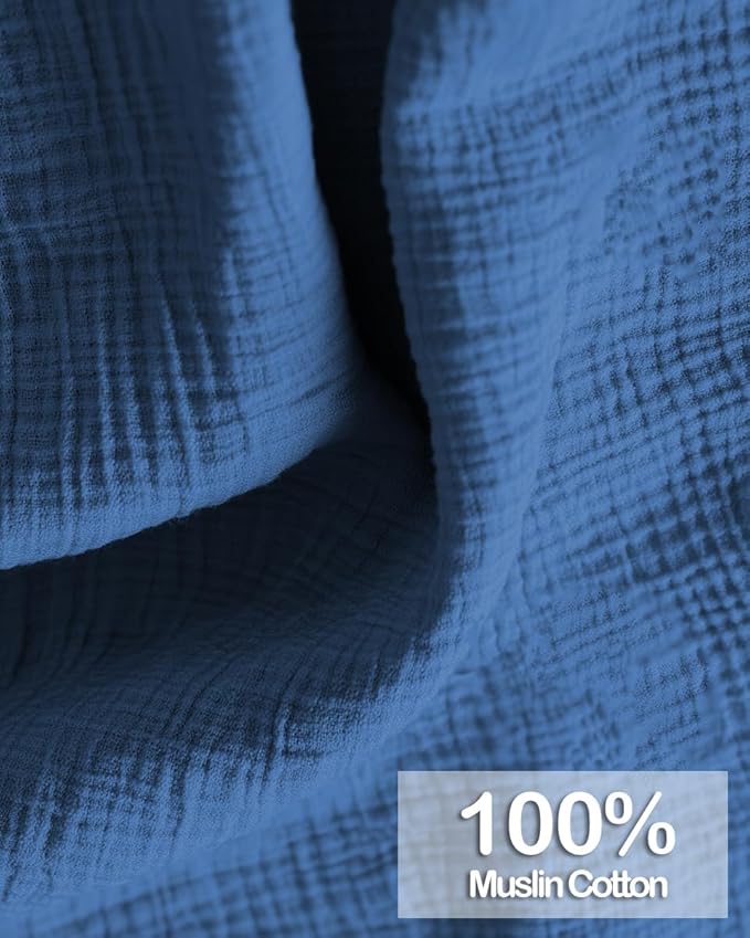 Muslin Nursing Covers for Breastfeeding, Arch Neckline Breast Feeding Covers for Women, Moms Privacy Breathable Summer Nursing Apron, 43.3" x 25.6" Soft Feeding Cover (Misty Blue)