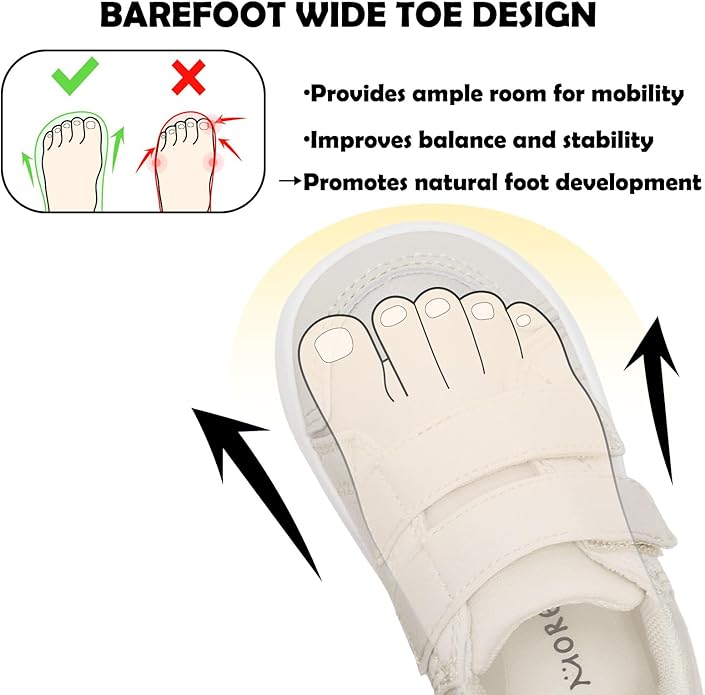 MORENDL Wide Toe Box Shoes Toddler Barefoot Shoes Baby Walking Shoe Boy Girl Non-Slip Zero Drop Minimalist Sneakers Comfort Tennis Outdoor Activities