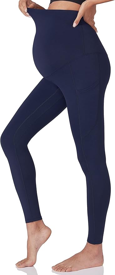 POSHDIVAH 3 Pack Women's Maternity Workout Leggings Over The Belly Pregnancy Yoga Pants with Pockets