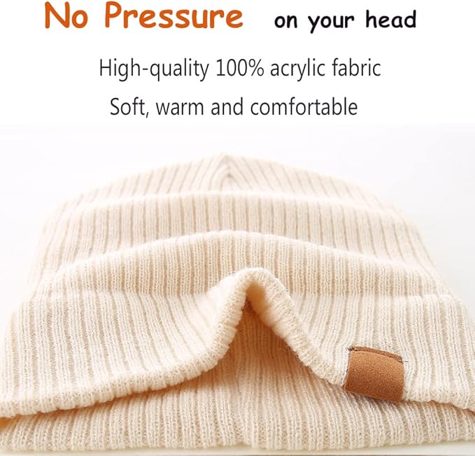Moon Kitty 2PCS Baby Beanie Soft Toddler Beanie Warm Knitted Infant Winter Hats for Baby Boys