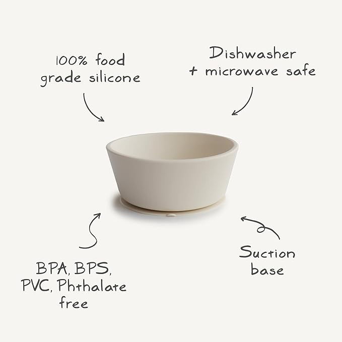 mushie Silicone Suction Bowl | BPA-Free Non-Slip Design (Cloudy Mauve)