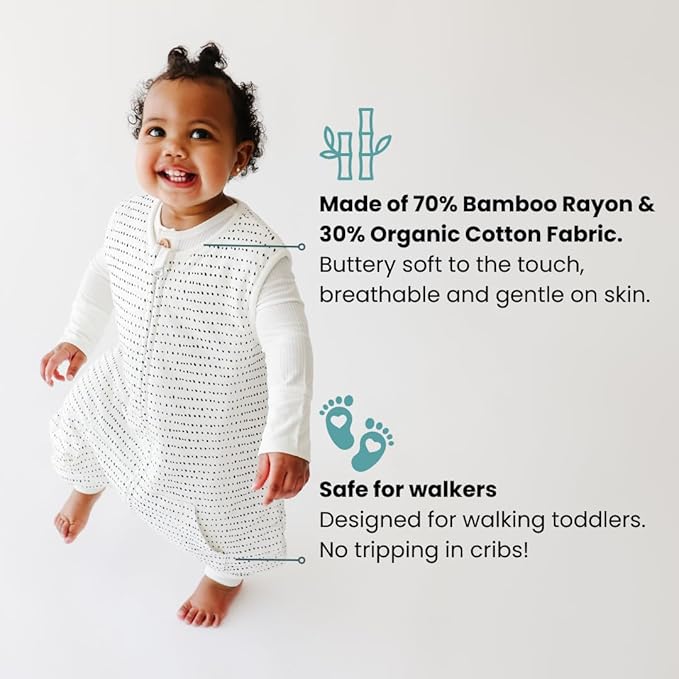 Tealbee Dreamsuit Toddler Sleep Sack with Feet – Walker Sleep Bag with Legs, Rayon made from Bamboo, Winter 1.5 TOG, 2-Way Zipper, 2T-3T - Brushed Black