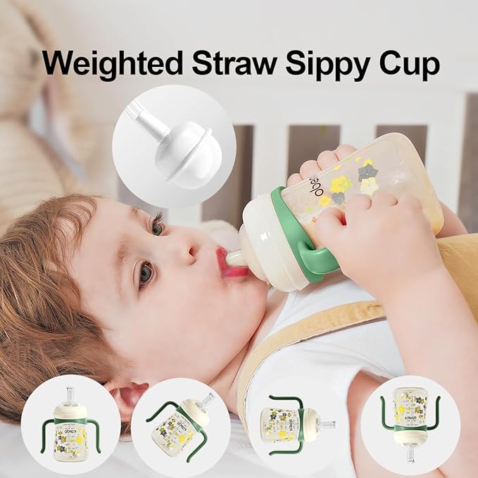 Baby Sippy Cup 240ml/8oz, Toddler Water Drinking Bottle with Non-Spill Valved Spout for 6+ Months, Orange/1Pack