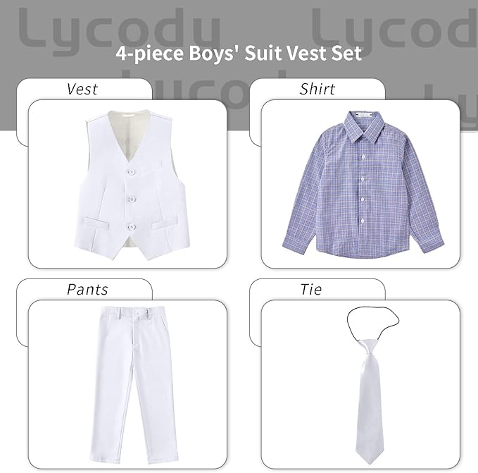 Boys Vest Set Formal Dress Suits Wedding Outfit Dresswear