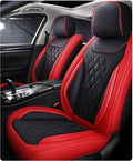 Leather Car Seat Covers for Volkswagen Atlas 2019-2023Waterproof,Breathable and Non-Slip Napa Leather Car Interior Seat Covers,Comfortable and Durable,Easy to Install(5PCS Comfort Black+Red