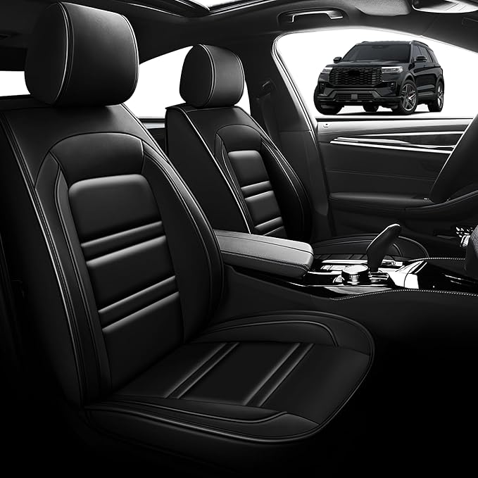 Seat Cover for Ford Explorer 2011-2025 | Car Seat Covers Front Seats, Waterproof Seat Protectors, Automotive Front Seat Covers (Front Seat, Black)