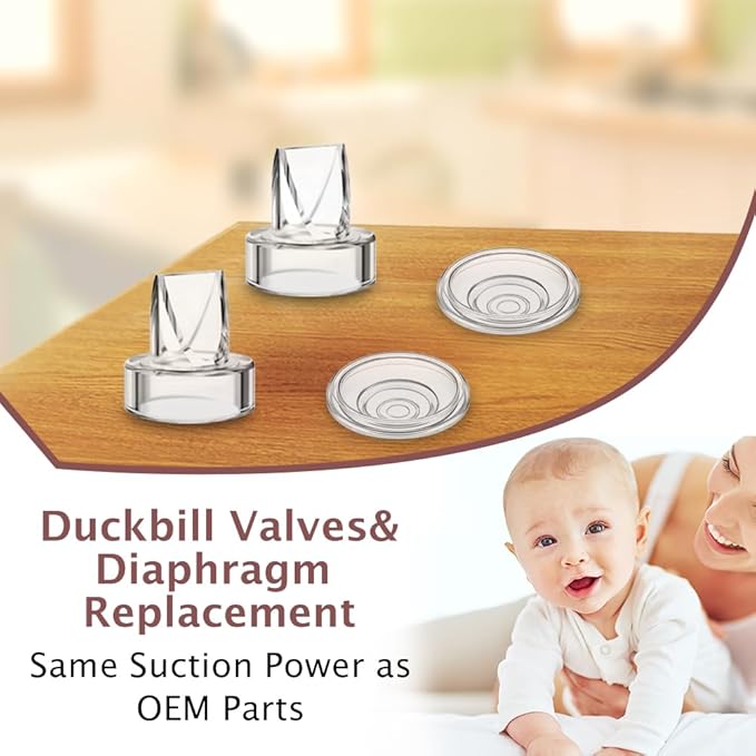 4pcs Duckbill Valves and 2pcs Silicone Diaphragm Compatible with Momcozy S12 Pro/S9 Pro/TSRETE S12/Kmaier S12 Wearable Breast Pumps Accessories,Breast Pump Replacement Parts