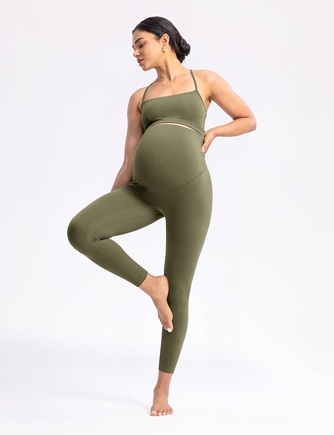 POSHDIVAH Women's Creamluxe Maternity Leggings 25"/28" Over The Belly Pregnancy Yoga Pants Active Workout Leggings