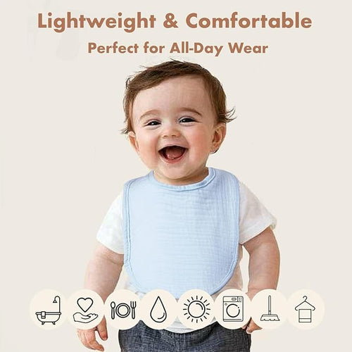 8-Pack Cotton Baby Drool Bibs - Quick-Dry Absorbent Bandana Bibs, Adjustable Snaps for Newborn to 24M