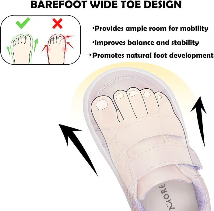 MORENDL Wide Toe Box Shoes Toddler Barefoot Shoes Baby Walking Shoe Boy Girl Non-Slip Zero Drop Minimalist Sneakers Comfort Tennis Outdoor Activities