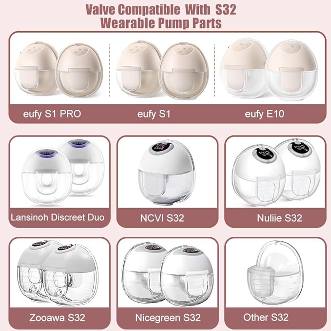 2pcs Silicone Diaphragms Compatible with eufy E10/S1/S1 Pro, Lansinoh Discreet Duo/NCVI S32/Nuliie S32/NICEGREEN Life S32/Zooawa S32 Breast Pump Replacement Parts, for Lansinoh Breast Pump Parts