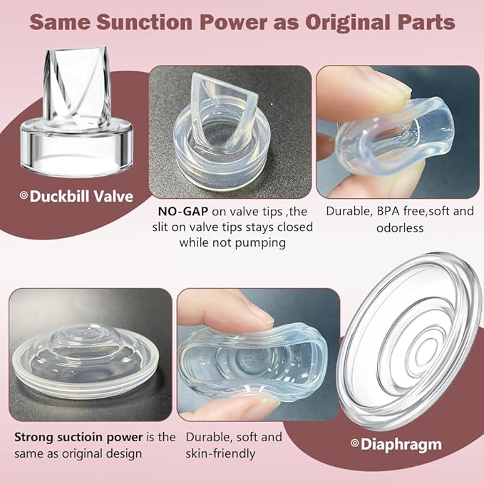 Two Full Milk Collector Cup Sets with 21mm Flange Compatible with Momcozy S12 Pro/S9 Pro Breast Pump, NOT for S9/S12, Replacement Pump Parts with Duckbill Valve, Flange, Diaphragm, Linker, Collector