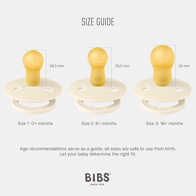 BIBS Pacifiers Colour Collection | Natural Rubber Baby Pacifier | Set of 2 BPA-Free Soothers | Made in Denmark | 6+ Months (Pack of 2) | Dusky Lilac