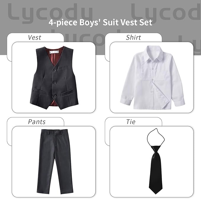 Boys Vest Set Formal Dress Suits Wedding Outfit Dresswear