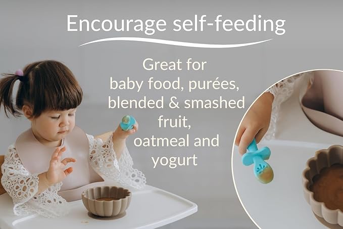 Growing Love Baby Spoons Set, Self Feeding 6 months, Pre-Spoon, Baby utensils, training spoon, cuchara bebe, blw, 100% silicone, Anti choke shield