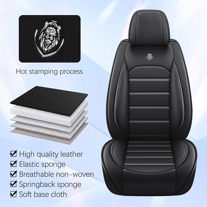 Leather Seat Cover for Ford Edge 2010-2026,Waterproof Soft Seat Covers,Interior Accessories Seat Covers Cushion Vehicle Protector Airbag Compatible(Classic Black,2PCS Front)
