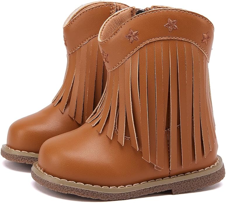 BMCiTYBM Baby Cowboy Cowgirl Boots Infant Western Shoes Boys Girls Round Toe Boots All Seasons 6-24 Months