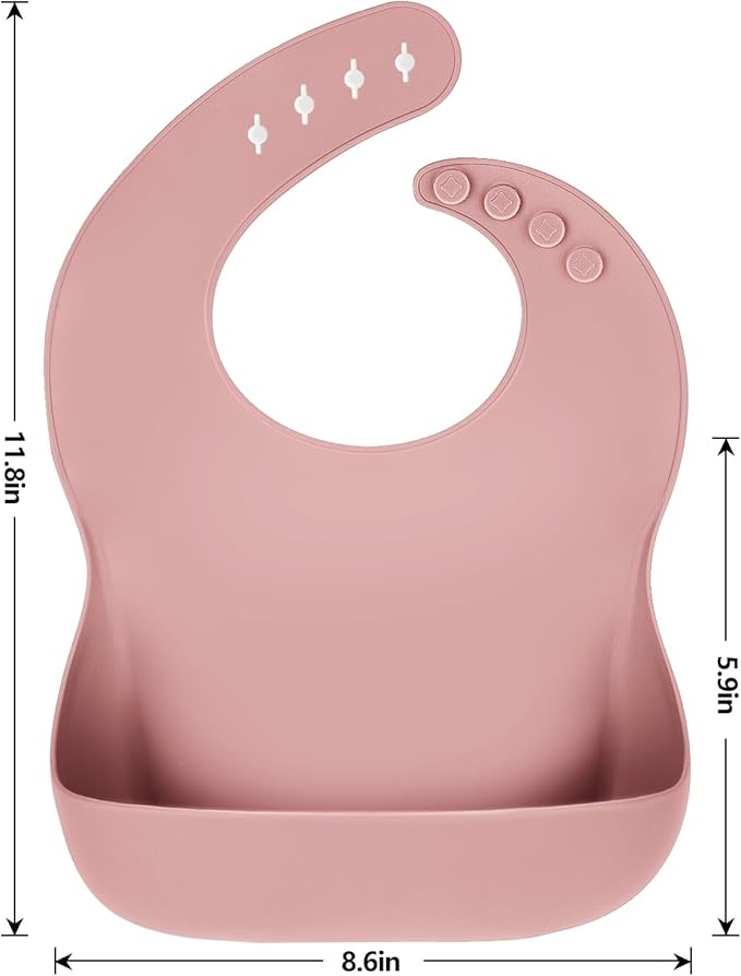 Silicone Bibs for Babies Toddler Set of 3, BPA Free, Soft Adjustable Waterproof Bibs for Feeding Essentials