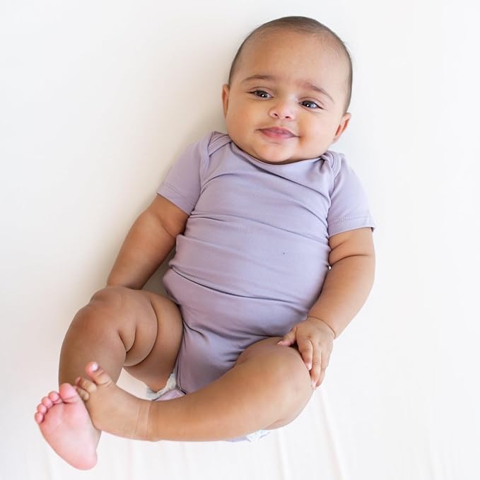 KYTE BABY Unisex Bodysuits, 2-Pack Short Sleeve Baby Bodysuits, 97% Rayon made from Bamboo, 3% Spandex
