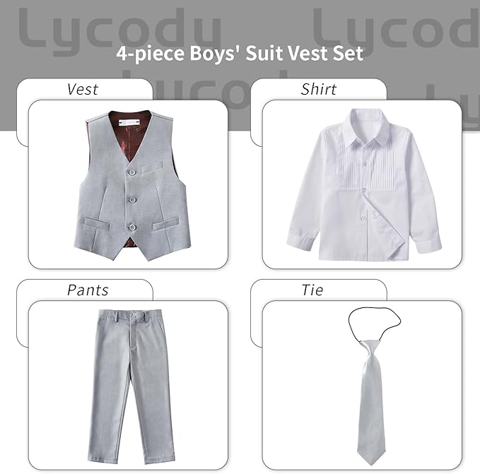 Boys Vest Set Formal Dress Suits Wedding Outfit Dresswear