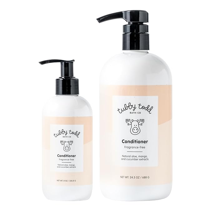 TUBBY TODD Hair Conditioner for Kids & Babies - Nourishing Frizz Control & Detangler - Lightweight, Sweet-Scented Formula - Great for All Ages - 2 Pack - Fragrance Free