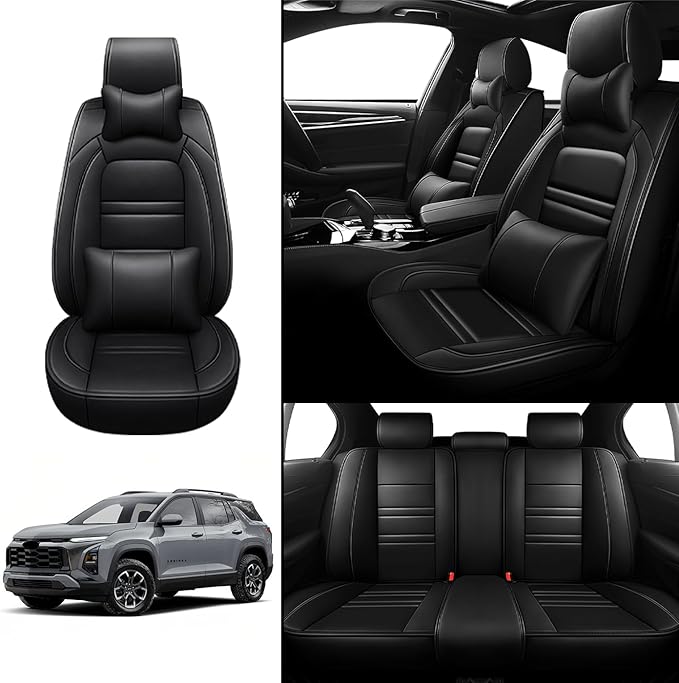Car Seat Covers for Chevy Equinox 2005-2025 | 5-Seats Seat Covers, Waterproof Seat Protectors, Automotive Seat Covers (Full Set with Pillow,Black)