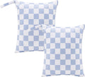 Blue Checkered Waterproof Wet Dy Diaper Bag for Baby Essentials, Travel, Swimsuit, Beach Bag Accessories, Aesthetic Trendy Cute Toddler Baby Bag Pouch, Pack of 2