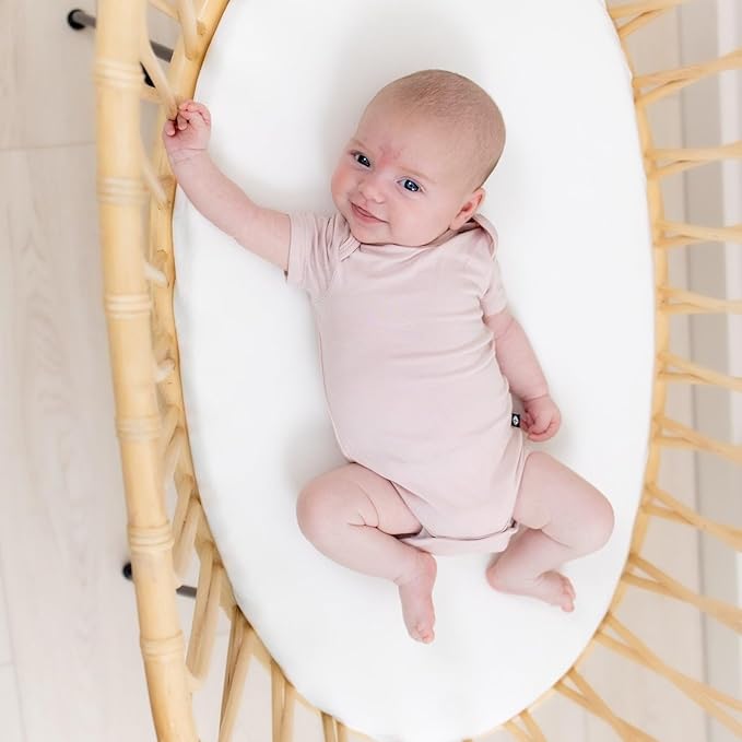 KYTE BABY Unisex Bodysuits, 2-Pack Short Sleeve Baby Bodysuits, 97% Rayon made from Bamboo, 3% Spandex