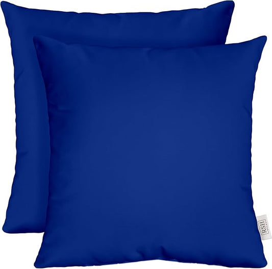 RSH DECOR: Sunbrella Square Throw Pillows Set of 2 | 17" x 17" | Water and Fade-Resistant Performance Fabric | Outdoor Pillow Covers with Down-Alternative Inserts | Canvas True Blue