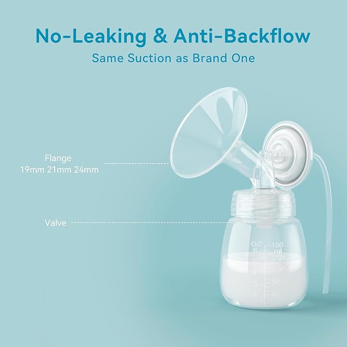 24mm Breast Pump Flanges, Duckbill Valves, Compatible with Spectra S1/S2/9Plus/Synergy Gold, Motif Luna, Wide-Mouth Bottle Fit, Breast Pump Accessories