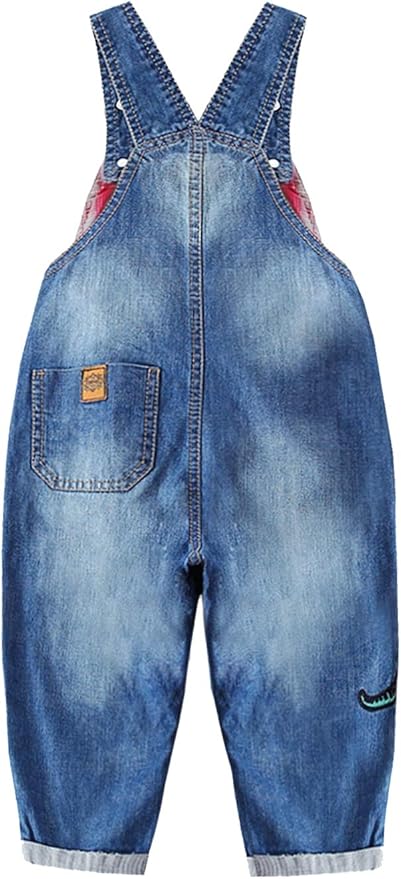 KIDSCOOL SPACE Baby Little Kids Cute Denim Embroidered Fashion Jean Overalls