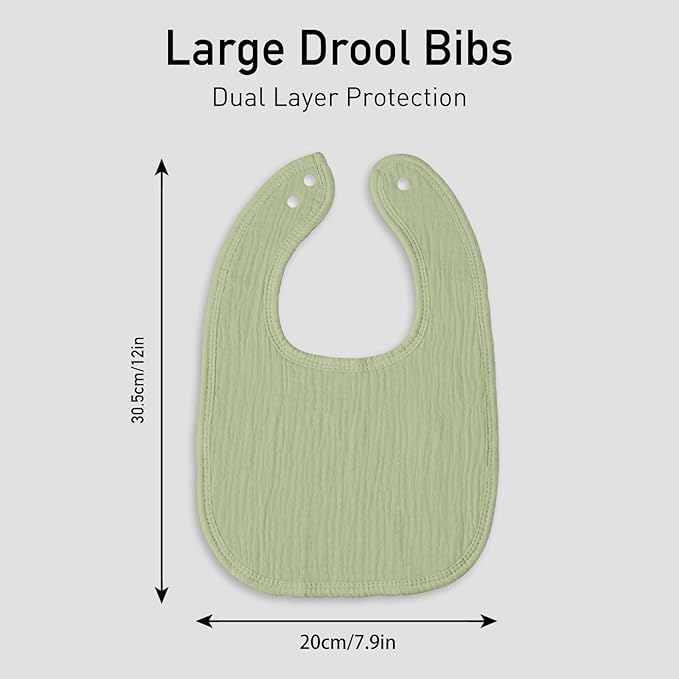 Muslin Baby Drool Bibs for Unisex Boys Girls, 6 Pack Soft Cotton Baby Bib for Teething Drooling, Essentials Shower Gift (6, Brown)