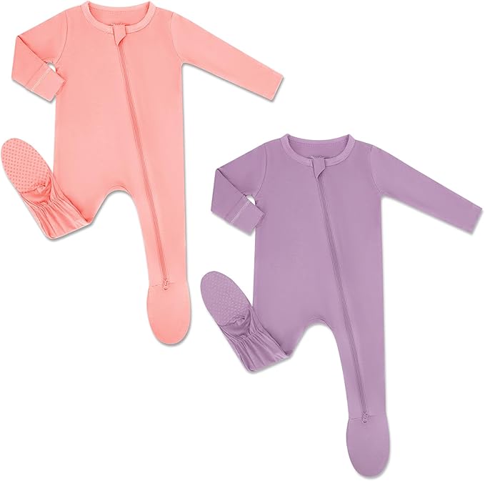 HAPIU Rayon from Bamboo Baby Footed Pajamas, 2 Way Zipper YKK, Footie for Baby Boy Girls, Newborn-24 Months