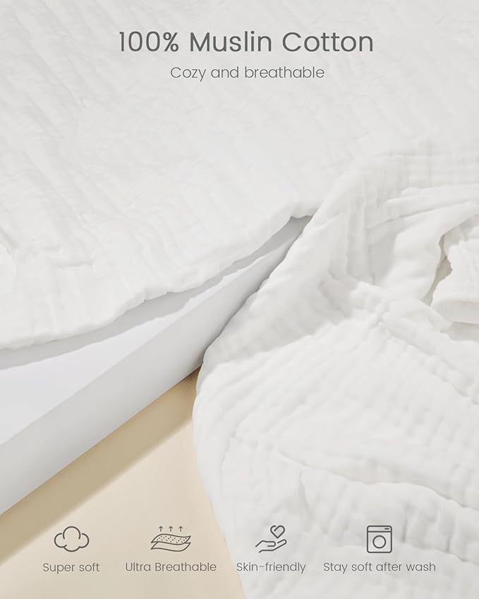 35x35 Inch 2 Pack 100% Muslin Cotton Baby Bath Towel, Hooded Baby Towels for Newborn, Soft Baby Beach Towels with Hood for Infants, Toddlers and Kids, Essentials Must Haves Dusty Pink+ White