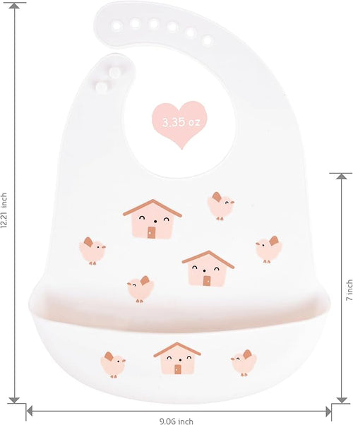 2 Pack Silicone Baby Bibs Adjustable Fit Waterproof Bib With Leak Proof Food Pouch Catcher for Eating Boys Girls