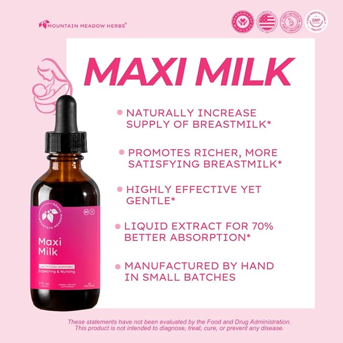 Mountain Meadow Herbs Maxi-Milk- Natural Liquid Lactation Support to Increase Breast Milk Production Quickly & Effectively for Breastfeeding Moms - 2 oz
