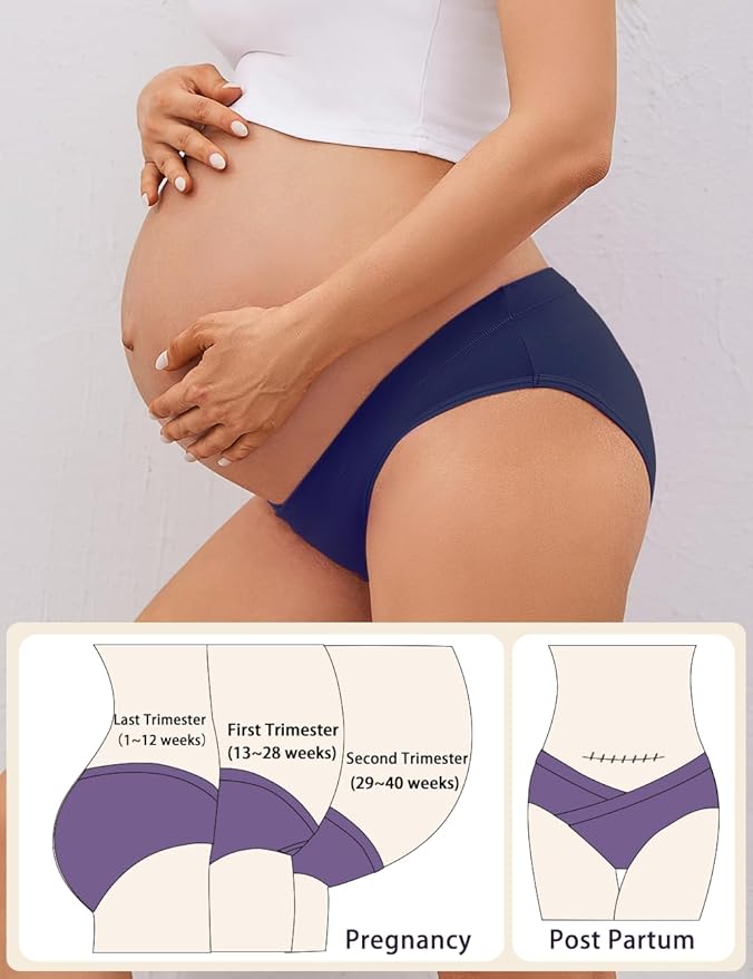 Molasus Cotton Crossover Maternity Underwear Under Bump Pregnancy Bikinis Panties
