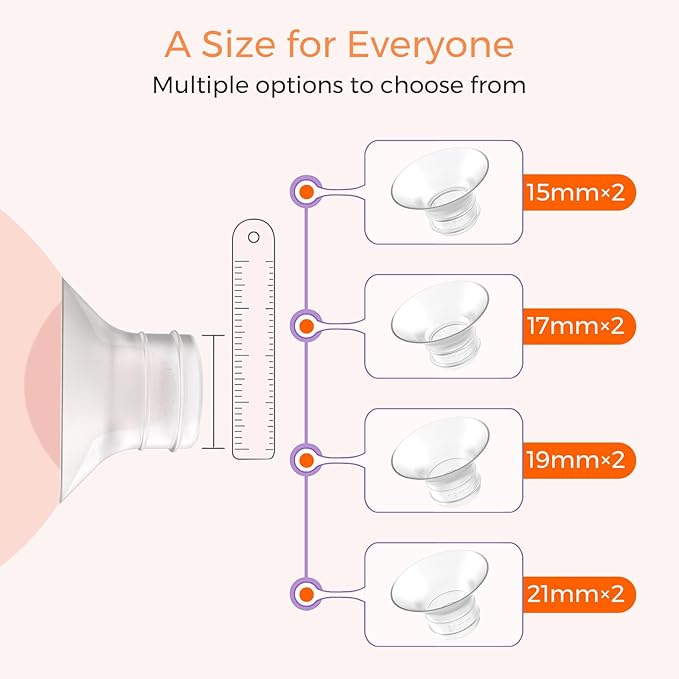 Flange Inserts 17mm 6PCS - Compatible with Momcozy M5/M6/S12 Pro/S9 Pro/V1/V2,Spectra,Medela,Elvie,Lansinoh 24mm Flange - Breast Pump Replacement Pump Parts - BPA Free Silicone,6 Pack