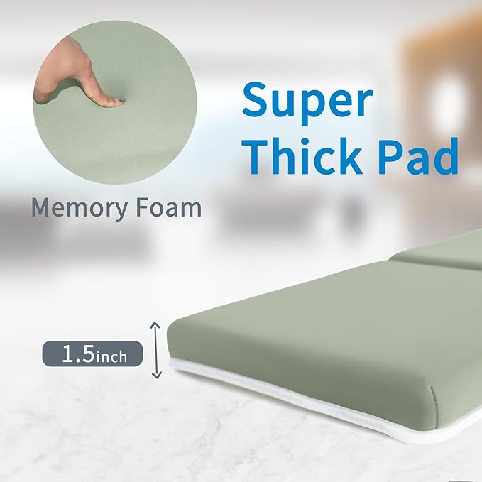 JJGoo Bath Kneeler with Elbow Rest Pad Set, 1.5 inch Kneeling Pad Mat for Bathtub Baby Bathing Parents, Painless Foam Mat with Toy Organizer Pockets, Non-Slip for Baby and Toddler Bathing