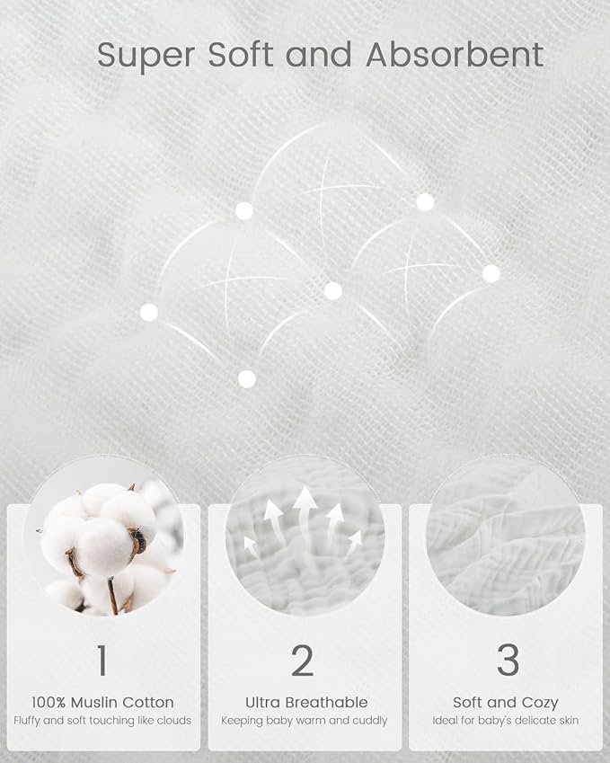 35x35 Inch 2 Pack 100% Muslin Cotton Baby Bath Towel, Hooded Baby Towels for Newborn, Soft Baby Beach Towels with Hood for Infants, Toddlers and Kids, Essentials Must Haves Dusty Pink+ White