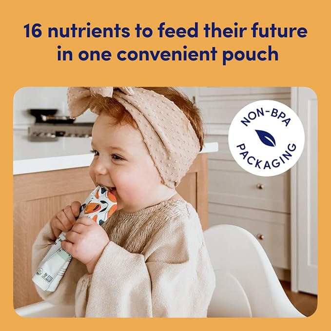 Cerebelly Organic Baby Food Pouches, Carrot Chickpea Purees, 16 Nutrients, No Added Sugar, Fiber & Non-GMO, 4oz, 12 Pack