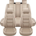 Seat Covers for Nissan Car Versa 2007-2025 | 5-Seats Leather Seat Covers, Easy to Install Automotive Seat Covers Full Set (Full Set, Beige)