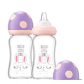 YOHKOH Natural Glass Baby Bottle with Natural Response Nipple, Newborn Anti-Colic Baby Bottles, Wide Neck Mushroom Cap Baby Bottle, Clear ((5.4oz (Pack of 2), Purple)