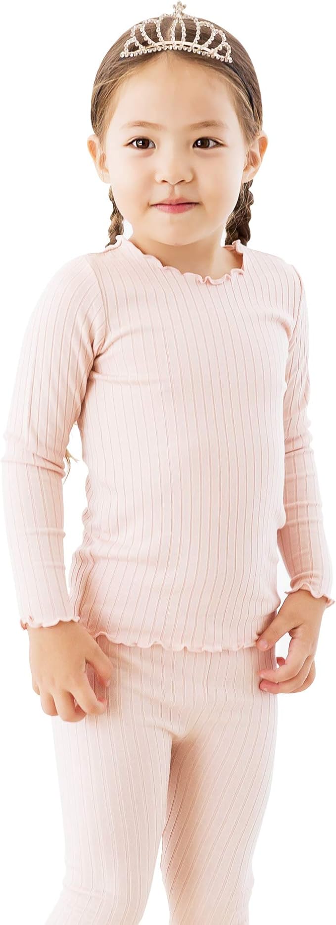 VAENAIT BABY 6M-12Y Infant Kids Toddler Junior Girls Soft Comfy Modal Tencel Shirring Sleepwear Pajamas 2pcs Set